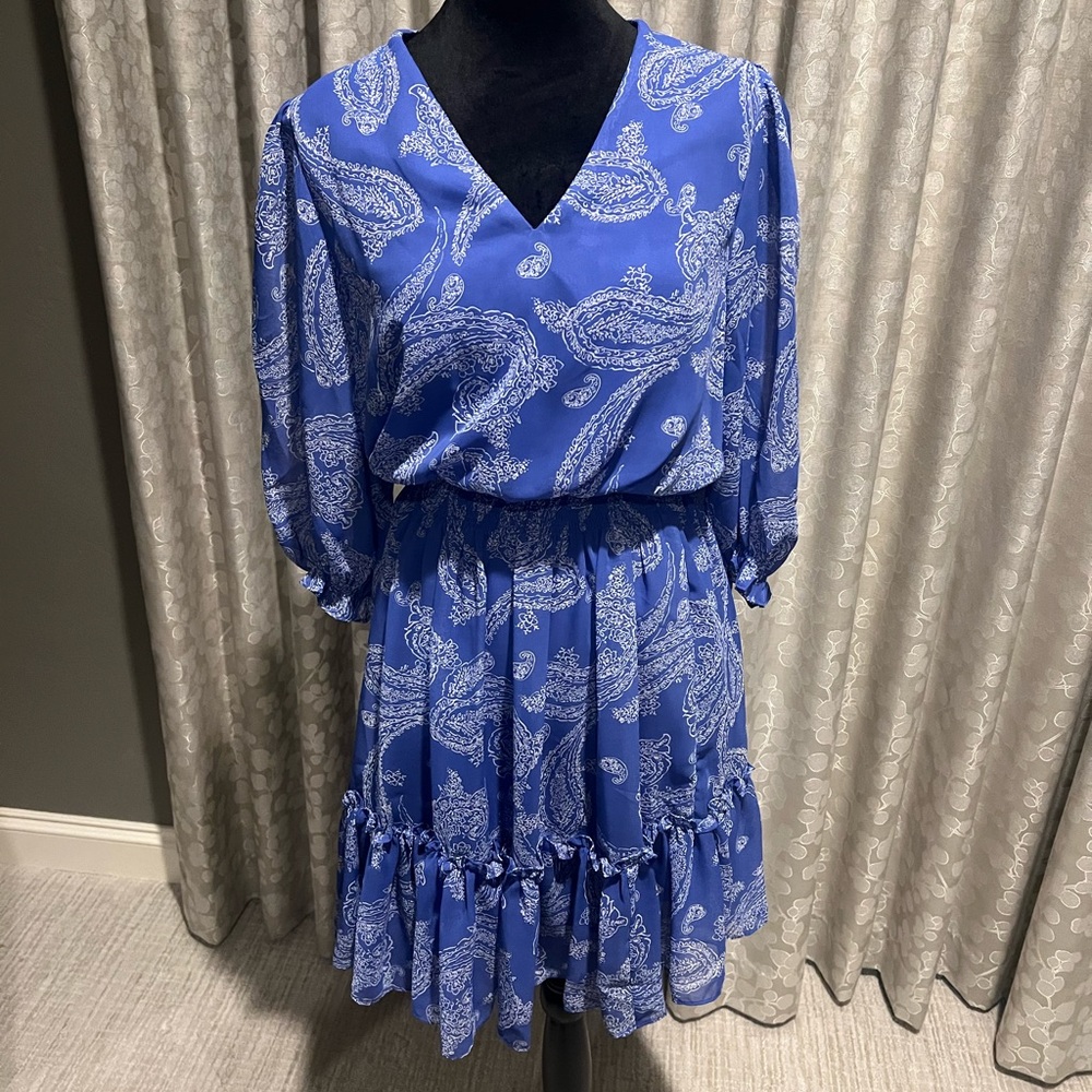 Taylor Purple 3/4 Length Sleeve Paisley Dress